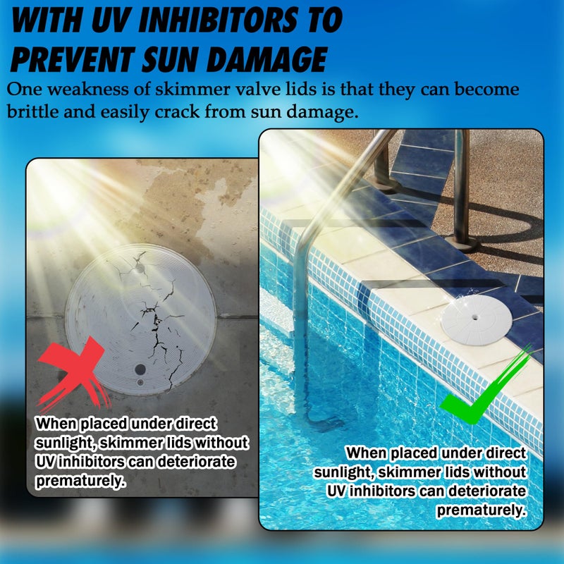 TonGass (2-Pack Round 9 1/8"" Skimmer Valve Top Cover Lids - Replacement Part for 9"" Pool/Spa Deck Lid Plate - Highly Durable Pool Skimmer Cover with UV Inhibitors - Image 4